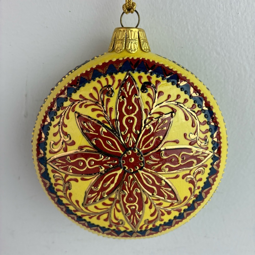 Uzbekistan Christmas Ornament Gold Inlay - Beautiful!